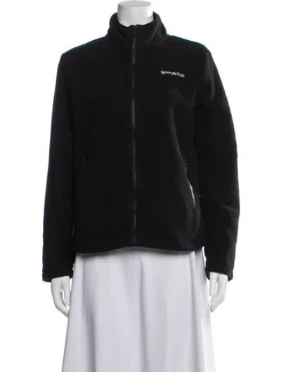Pre-owned Sporty And Rich Mock Neck Long Sleeve Sweatshirt In Black