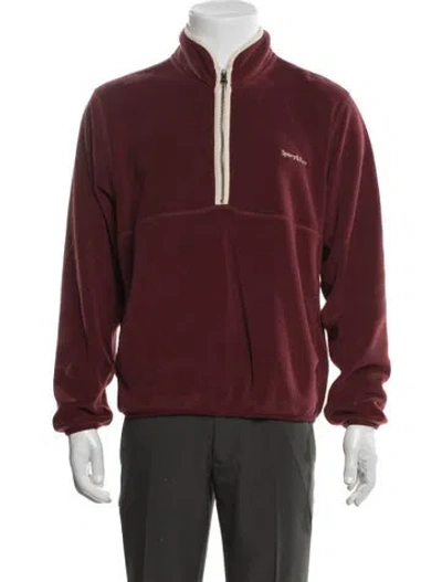 Pre-owned Sporty And Rich Mock Neck Long Sleeve Sweatshirt In Burgundy