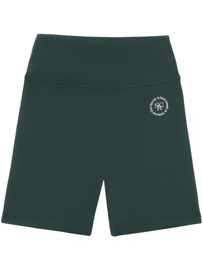 Sporty And Rich N.02 Logo印花骑行短裤 In Green