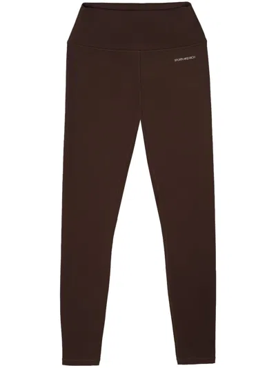 Sporty And Rich N.03 Logo-print Leggings In Chocolate