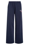 Sporty And Rich Sporty & Rich Nautical Embroidered Wide Leg Sweatpants In Blue