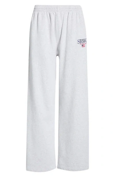 Sporty And Rich Sporty & Rich Nautical Embroidery Wide Leg Sweat Pants In Gray