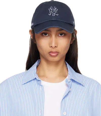 Sporty And Rich Navy '47 Edition Yankees Serif Outline Cap In Blue