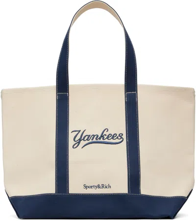 Sporty And Rich Navy & Off-white '47 Edition Yankees Curve Tote