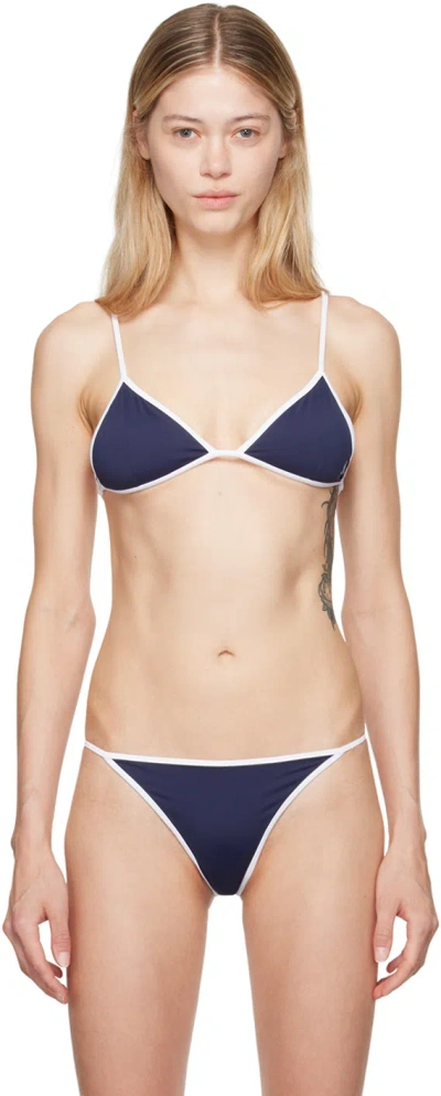 Sporty And Rich Womens Navy Kate Triangle Bikini Top