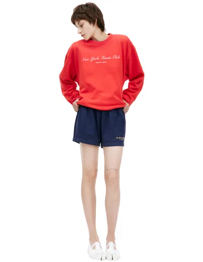 Sporty And Rich Navy Blue Logo Shorts