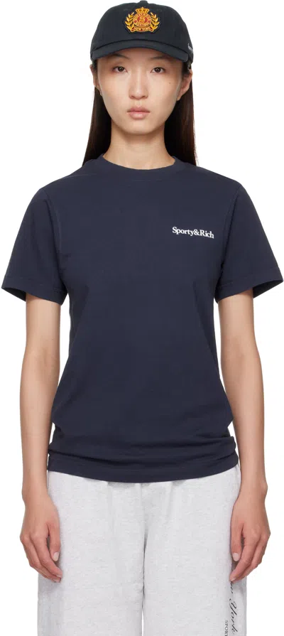 Sporty And Rich Navy 'health Is Wealth' T-shirt