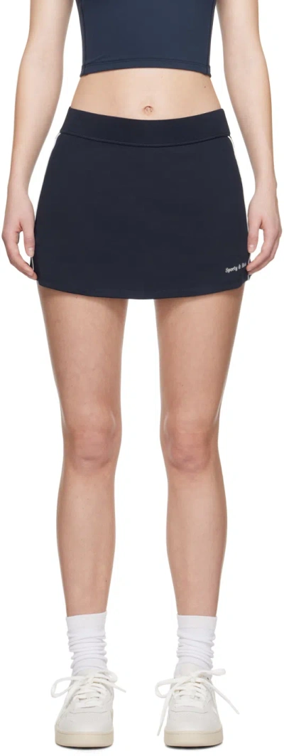 Sporty And Rich Court Jersey Mini Skirt In Navy