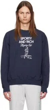 Sporty And Rich Navy Running Man Sweatshirt In Navy