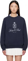 Sporty And Rich Navy Vendome Embroidered Crewneck Sweatshirt
