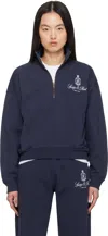 Sporty And Rich Navy Vendome Quarter Zip Sweatshirt In 3902 Dark Navy