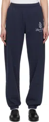 Sporty And Rich Vendome Embroidered Cotton-jersey Track Pants In 3902 Dark Navy