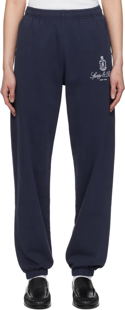 SPORTY AND RICH NAVY VENDOME SWEATPANTS
