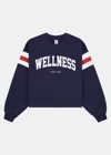 Sporty And Rich Sporty & Rich Wellness Rugby Stripe Cotton Graphic Sweatshirt In Navy