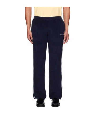 Sporty And Rich Logo-embroidered Track Pants In Navy/white