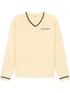 Sporty And Rich New Serif V-neck Jumper In Neutrals