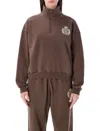 Sporty And Rich New York Crest Quarter Zip Top In Brown