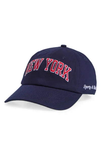 Sporty And Rich Sporty & Rich New York Embroidered Baseball Cap In Navy