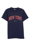 Sporty And Rich Womens Dark Navy New-york Ivy Round-neck Cotton-jersey T-shirt Xs In Dark Blue