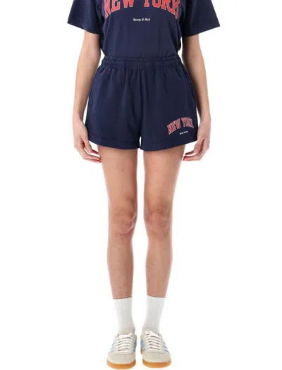 Sporty And Rich Blue Cotton Shorts In Dark Blue