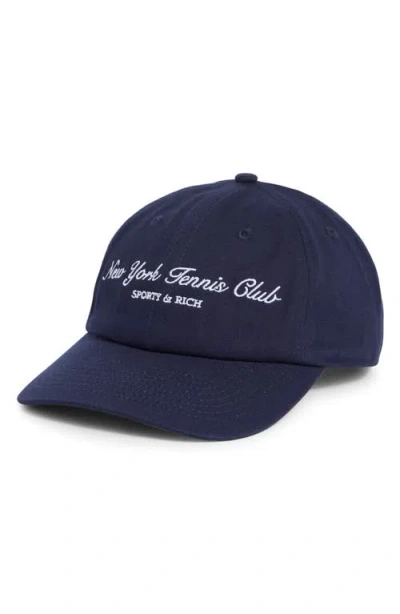 Sporty And Rich Sporty & Rich New York Tennis Club Cotton Twill Baseball Cap In Blue