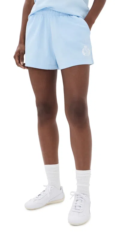 Sporty And Rich Ny Crest Disco Shorts Ciel In Blue