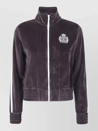 Sporty And Rich Ny Crest Elio Velour Track Jacket In Purple