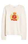 Sporty And Rich Sporty & Rich Ny Crest Embroidered Cotton Sweater In Cream