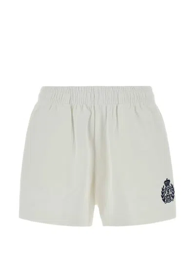 Sporty And Rich Ny Crest Embroidered Disco Shorts In Neutral