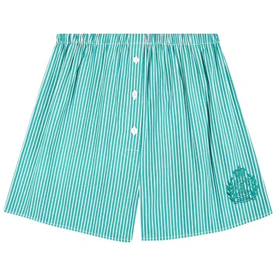 Pre-owned Sporty And Rich Sporty & Rich Ny Crest Mini Boxer 'amalfi Green Striped' | Women's Size M