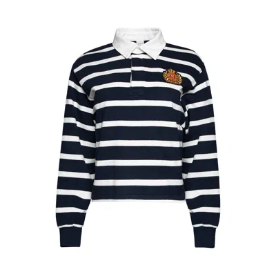 Pre-owned Sporty And Rich Sporty & Rich Ny Crest Rugby Polo 'navy/white' | Women's Size Xs