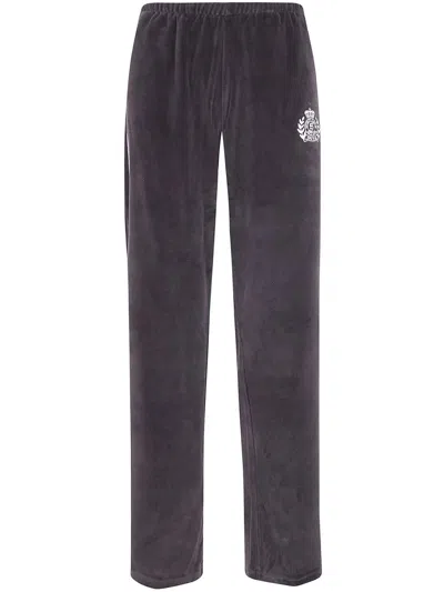 Sporty And Rich Sporty & Rich "ny Crest" Velour Sweatpant Clothing In Blue
