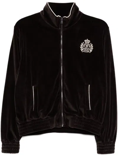 SPORTY AND RICH NY CREST VELOUR TRACK JACKET