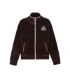 Sporty And Rich Ny Crest Velour Track Jacket In Chocolate
