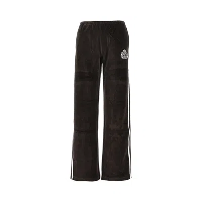Sporty And Rich 'ny Crest' Velour Track Pants In Brown