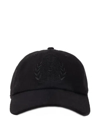 Sporty And Rich Ny Crest Wool Embroidered Cap In Black