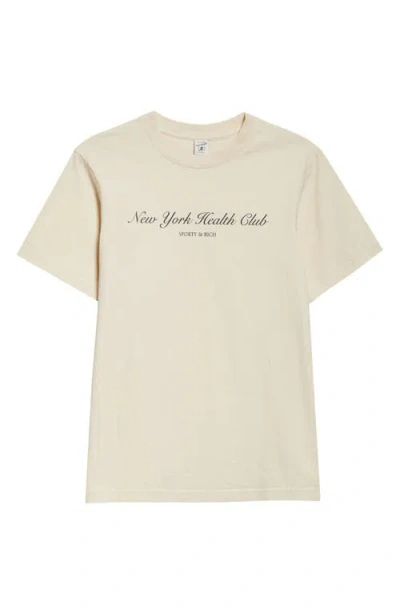 Sporty And Rich Sporty & Rich Ny Health Club Cotton Graphic T-shirt In Cream