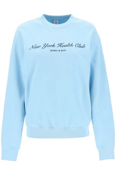 SPORTY AND RICH 'NY HEALTH CLUB' FLOCKED SWEATSHIRT