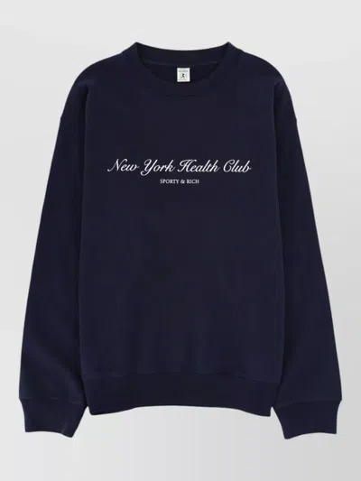 Sporty And Rich Ny Health Club Logo Crew Sweatshirt In Blue