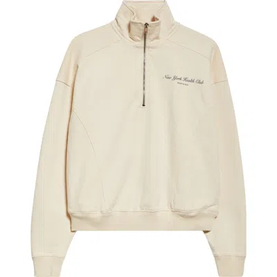 Sporty And Rich Sporty & Rich Ny Health Club Quarter Zip Pullover In Cream