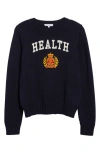 Sporty And Rich Slogan-intarsia Jumper In Navy