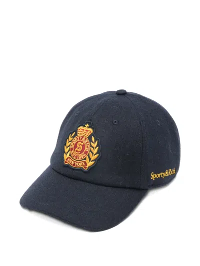 Sporty And Rich Ny Logo-patch Baseball Cap In Blue