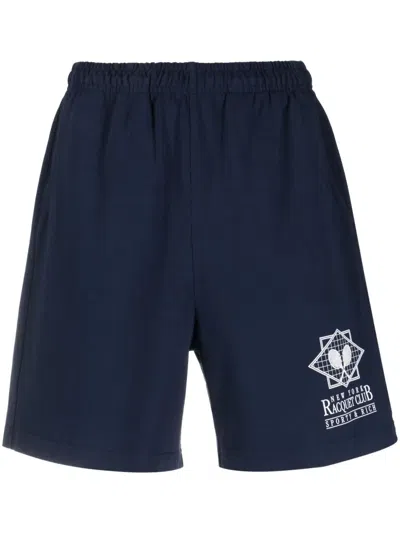 Sporty And Rich Ny Racquet Club Track Shorts In Blue