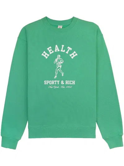 Sporty And Rich Ny Running Club Cotton Sweatshirt In Grün