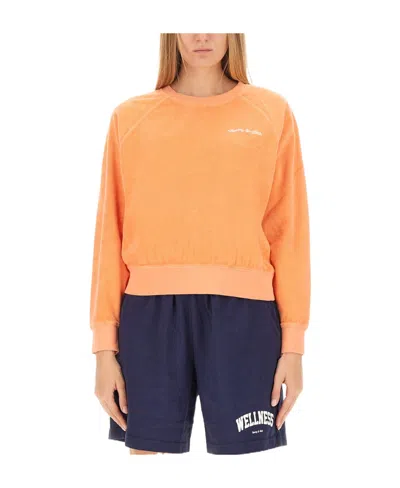 Sporty And Rich Ny Tennis Club Cotton Sweatshirt In Orange