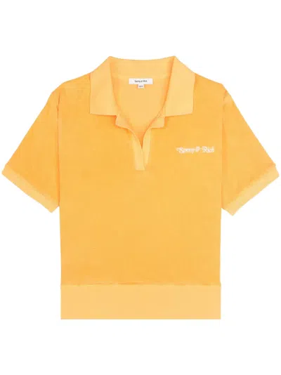 Sporty And Rich Ny Tennis Club Terry-effect Polo Shirt In Orange