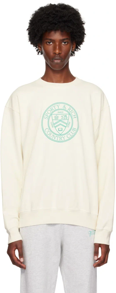 Sporty And Rich Off-white Connecticut Crest Sweatshirt In Coconut