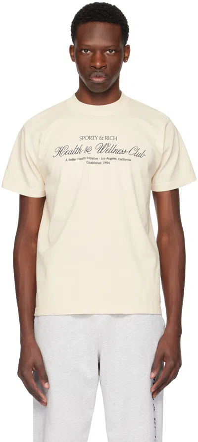 Sporty And Rich Off-white 'h&w Club' T-shirt In Cream