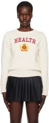 Sporty And Rich Slogan-intarsia Jumper In 49 Cream Navy/gold/c