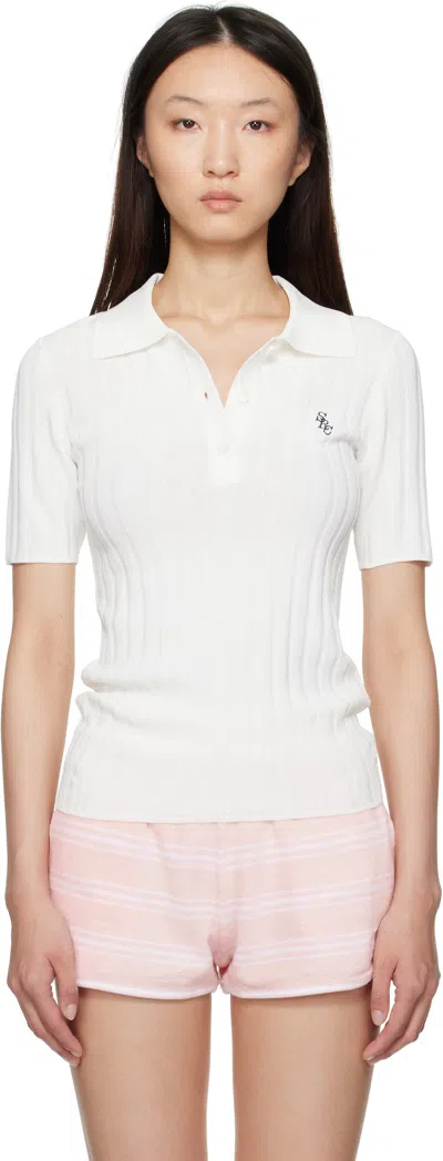 Sporty And Rich Off-white 'src' Ribbed Polo